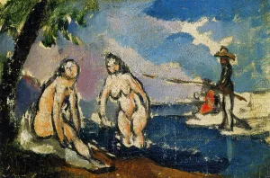 Bathers and Fisherman with a Line by Paul Cezanne Oil Painting Reproduction