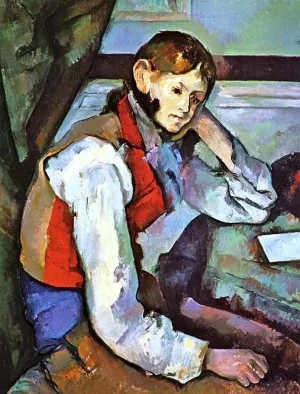 Main Product Photo of Boy in a Red Vest II Painting by Paul Cezanne