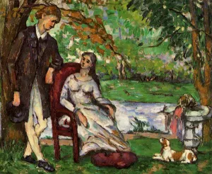 Main Product Photo of Couple in a Garden also known as The Conversation Painting by Paul Cezanne