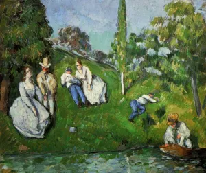 Main Product Photo of Couples Relaxing by a Pond Painting by Paul Cezanne