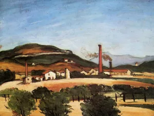 Factories Near Mont de Cengle by Paul Cezanne - Hand-Painted Oil Painting Reproduction