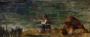 Main Product Photo of Fisherman on the Rocks Painting by Paul Cezanne