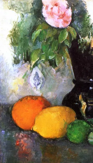 Main Product Photo of Flowers and Fruit Painting by Paul Cezanne