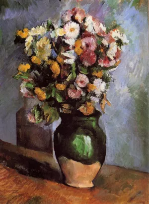 Flowers in an Olive Jar by Paul Cezanne - Hand-Painted Oil Painting Reproduction
