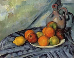 Fruit and Jug on a Table by Paul Cezanne - Hand-Painted Oil Painting Reproduction