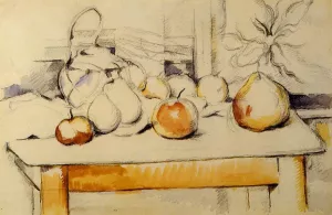 Ginger Jar and Fruit on a Table by Paul Cezanne - Hand-Painted Oil Painting Reproduction