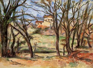 House Behind Trees on the Road to Tholonet by Paul Cezanne - Hand-Painted Oil Painting Reproduction