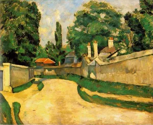 Houses Along a Road by Paul Cezanne - Hand-Painted Oil Painting Reproduction