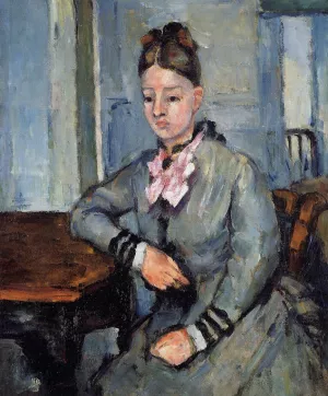 Madame Cezanne Leaning on Her Elbow by Paul Cezanne - Hand-Painted Oil Painting Reproduction