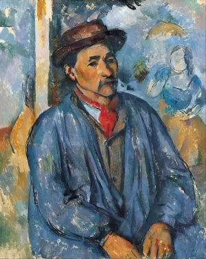 Man in a Blue Smock by Paul Cezanne - Hand-Painted Oil Painting Reproduction
