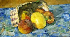 Main Product Photo of Overturned Basket of Fruit Painting by Paul Cezanne