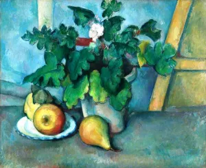 Pot of Primroses and Fruit by Paul Cezanne - Hand-Painted Oil Painting Reproduction