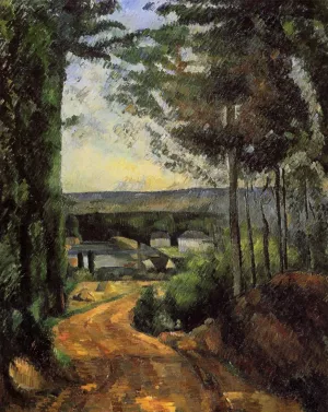 Road, Trees, and Lake by Oil Painting Reproduction