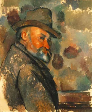 Self Portrait in a Felt Hat by Paul Cezanne - Hand-Painted Oil Painting Reproduction