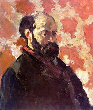 main product photo of Self-Portrait on a Rose Background painting by Paul Cezanne