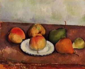 Still Life - Plate and Fruit by Paul Cezanne - Hand-Painted Oil Painting Reproduction