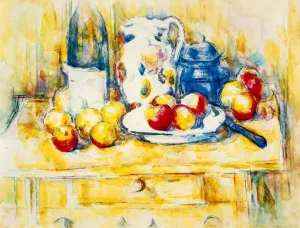 Still Life with Apples, a Bottle and a Milk Pot by Paul Cezanne Oil Painting Reproduction