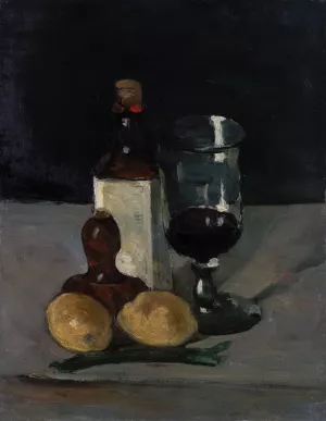 Still Life with Bottle, Glass, and Lemons by Oil Painting Reproduction