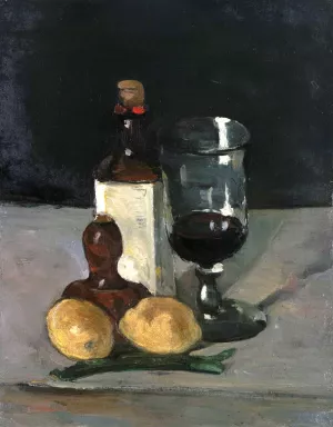 Still Life with Bottles, Glass and Lemons by Paul Cezanne - Hand-Painted Oil Painting Reproduction