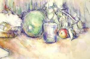 Still Life with Green Melon by Paul Cezanne - Hand-Painted Oil Painting Reproduction
