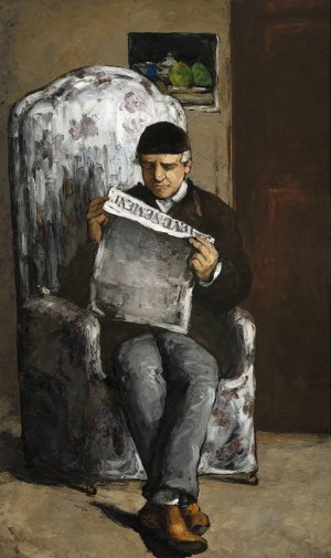 main product photo of The Artist's Father, Reading L'evenement painting by Paul Cezanne