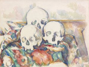 Main Product Photo of The Three Skulls Painting by Paul Cezanne