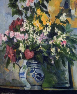 Two Vases of Flowers by Paul Cezanne - Hand-Painted Oil Painting Reproduction