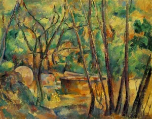 Well, Millstone and Cistern Under Trees by Paul Cezanne - Hand-Painted Oil Painting Reproduction