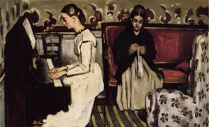 Young Girl at the Piano - Overture to Tannhauser by Paul Cezanne - Hand-Painted Oil Painting Reproduction